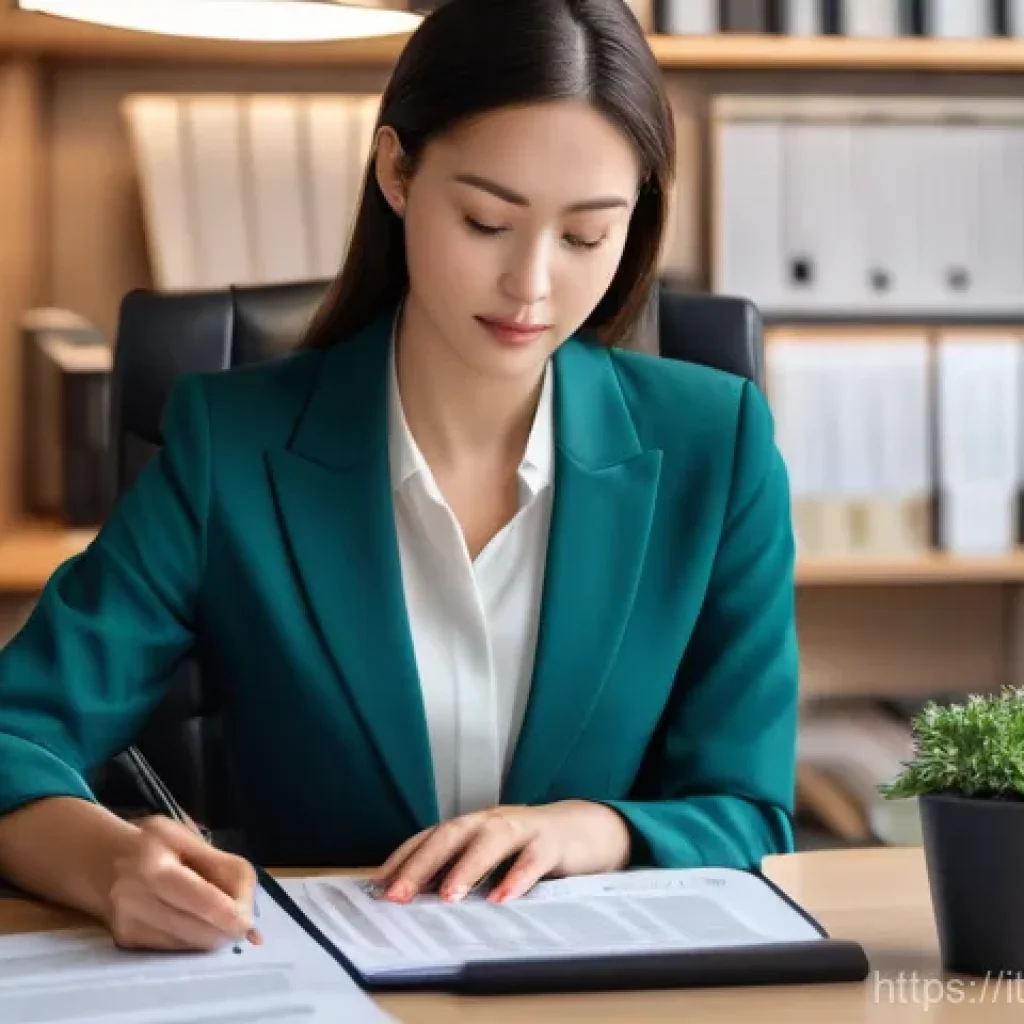 번역사 자격증 필수 학습법 - **Professional Legal Translator at Work:**
    An articulate female translator in her late 30s, with...