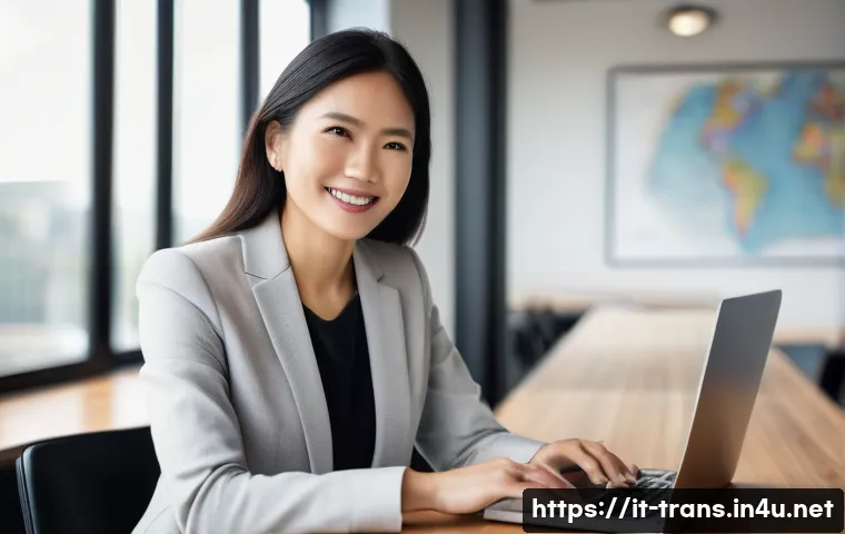번역사 자격증의 필요성 - **Prompt:** "A highly professional female translator in her late 30s, exuding confidence and experti...